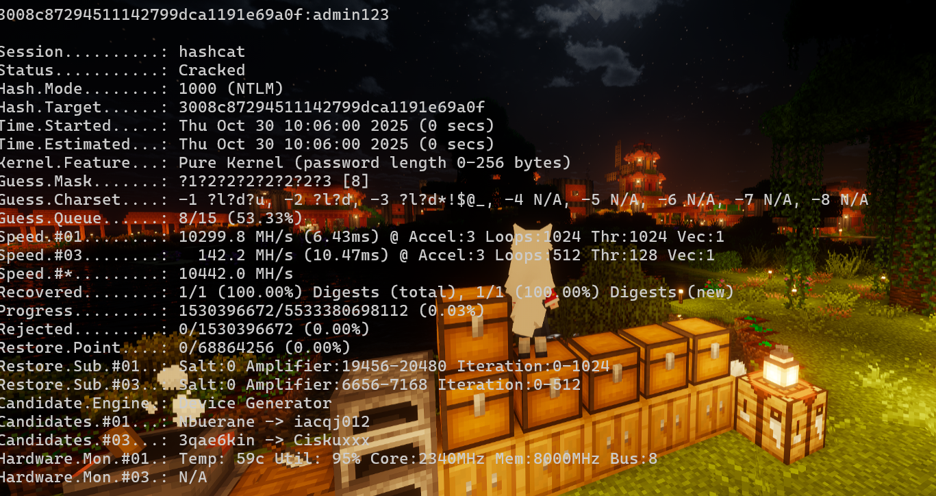 Hashcat 破解 NTLM Hash